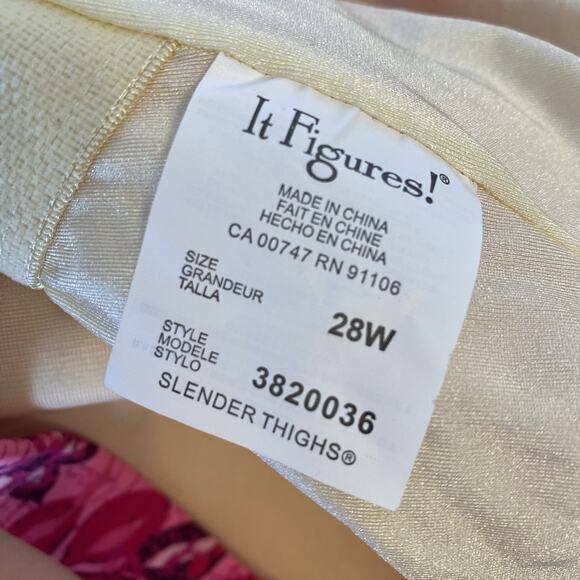 NWT It Figures Slender Thighs Pink Floral Cottage One Piece Swim Dress Plus 28W - Picture 3 of 9